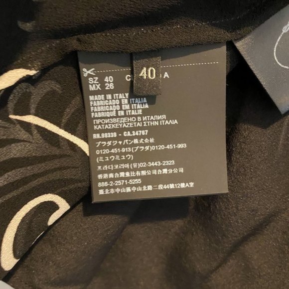 Prada Feather black and white print sheer crepe shirt $1400 - Picture 8 of 11